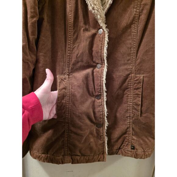Vtg Y2K Abercrombie & Fitch Penny Lane Faux Sherpa Lined Jacket Sz M Brown - Picture 4 of 10